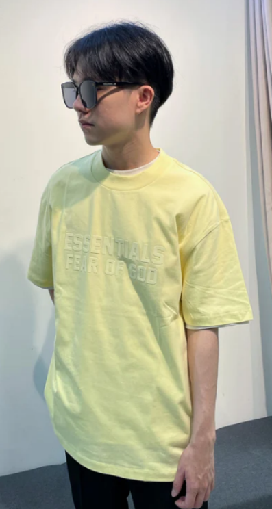 Fear of God Essentials Tee Big Flocked Logo 2022 (Canary)