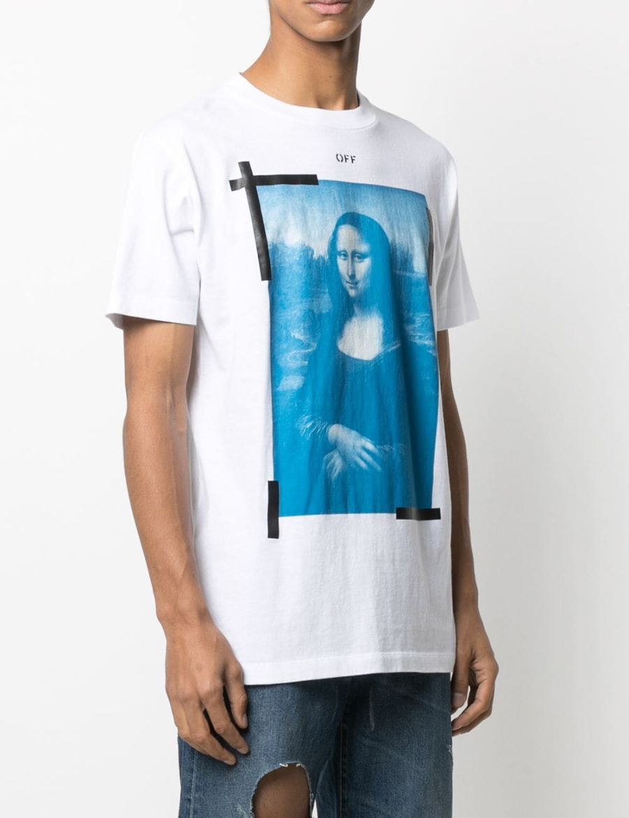 Off White S S Slim Fit Blue Mona Lisa T Shirt White The Factory KL