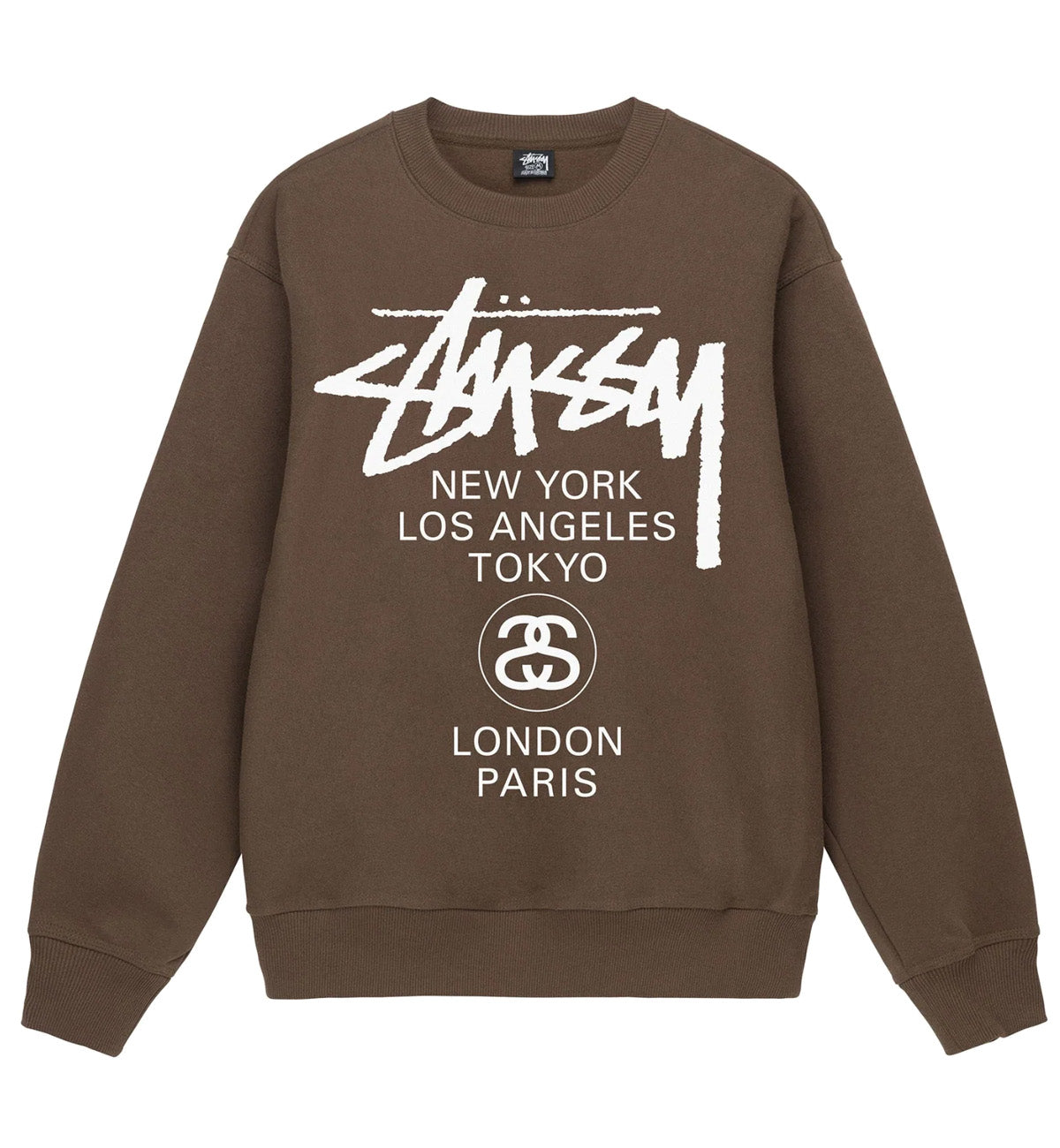 Stussy World Tour Crewneck Sweatshirt (Coffee)