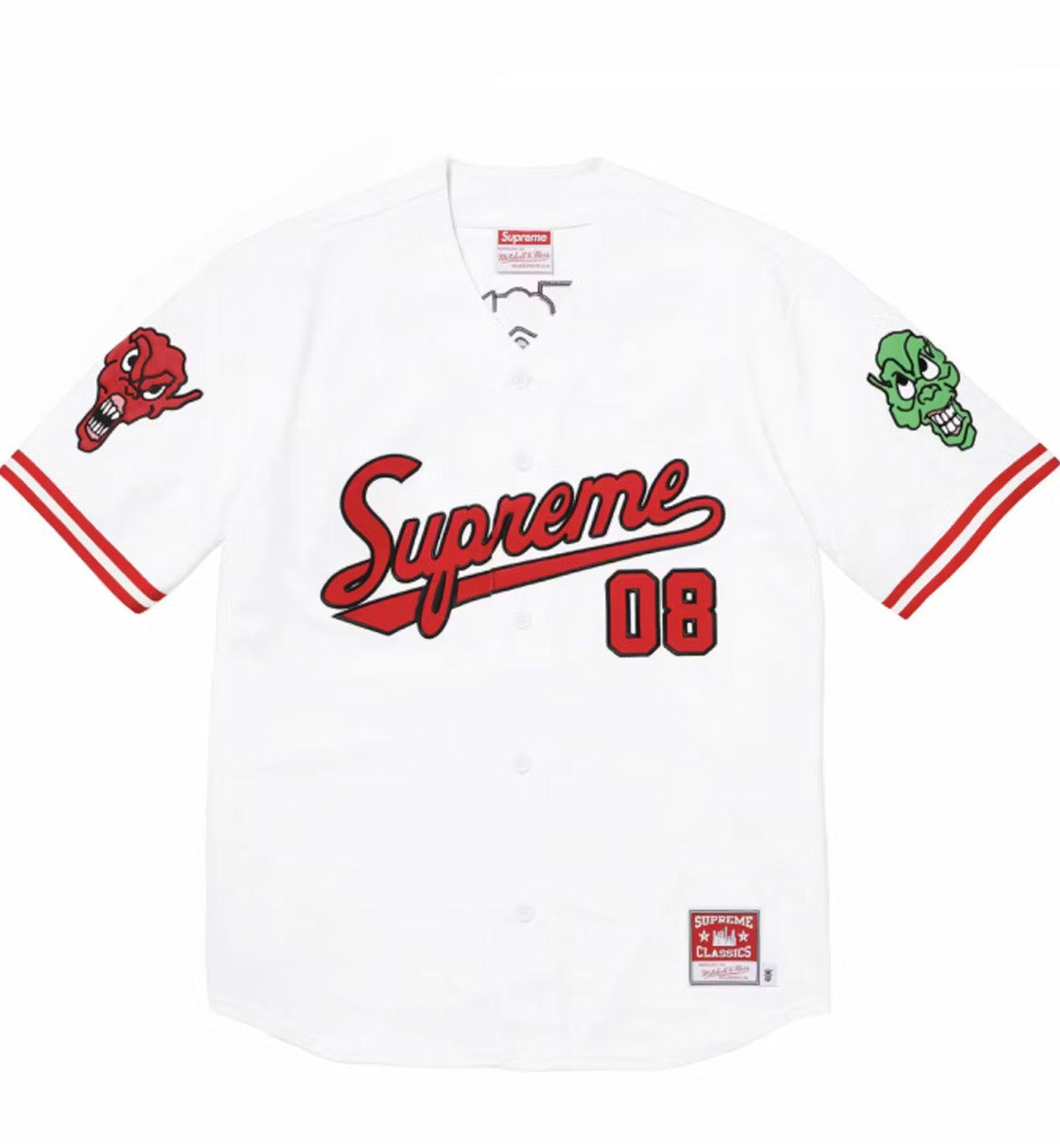 Supreme x Mitchell & Ness Collaboration FW23 DOWNTOWN HELL BASEBALL JERSEY (White)