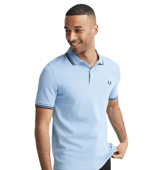 Fred Perry Black Twin Tipped Sky Blue Polo Shirt