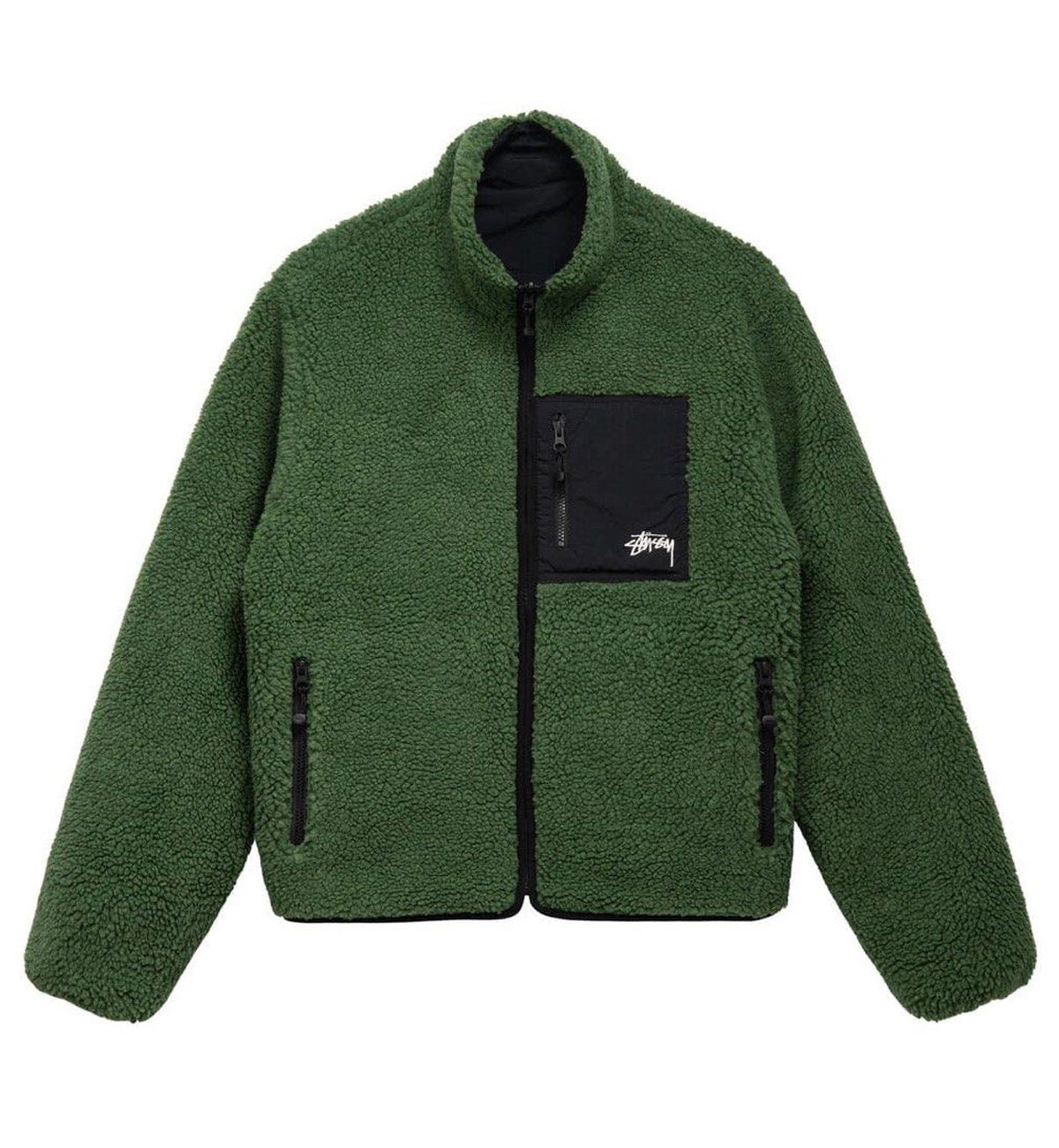 Stussy 8 Ball Sherpa Reversible Jacket (Green) – The Factory KL