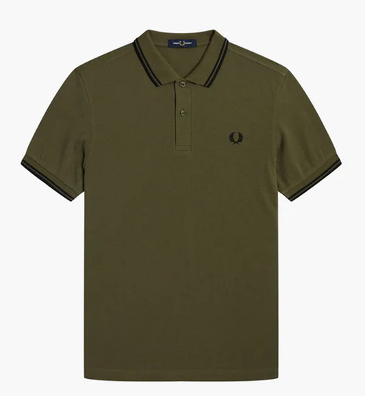 Fred Perry Black Twin Tipped Dark Green Polo Shirt