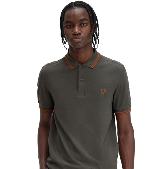 Fred Perry Bronze Double Stripe Polo Grey Shirt