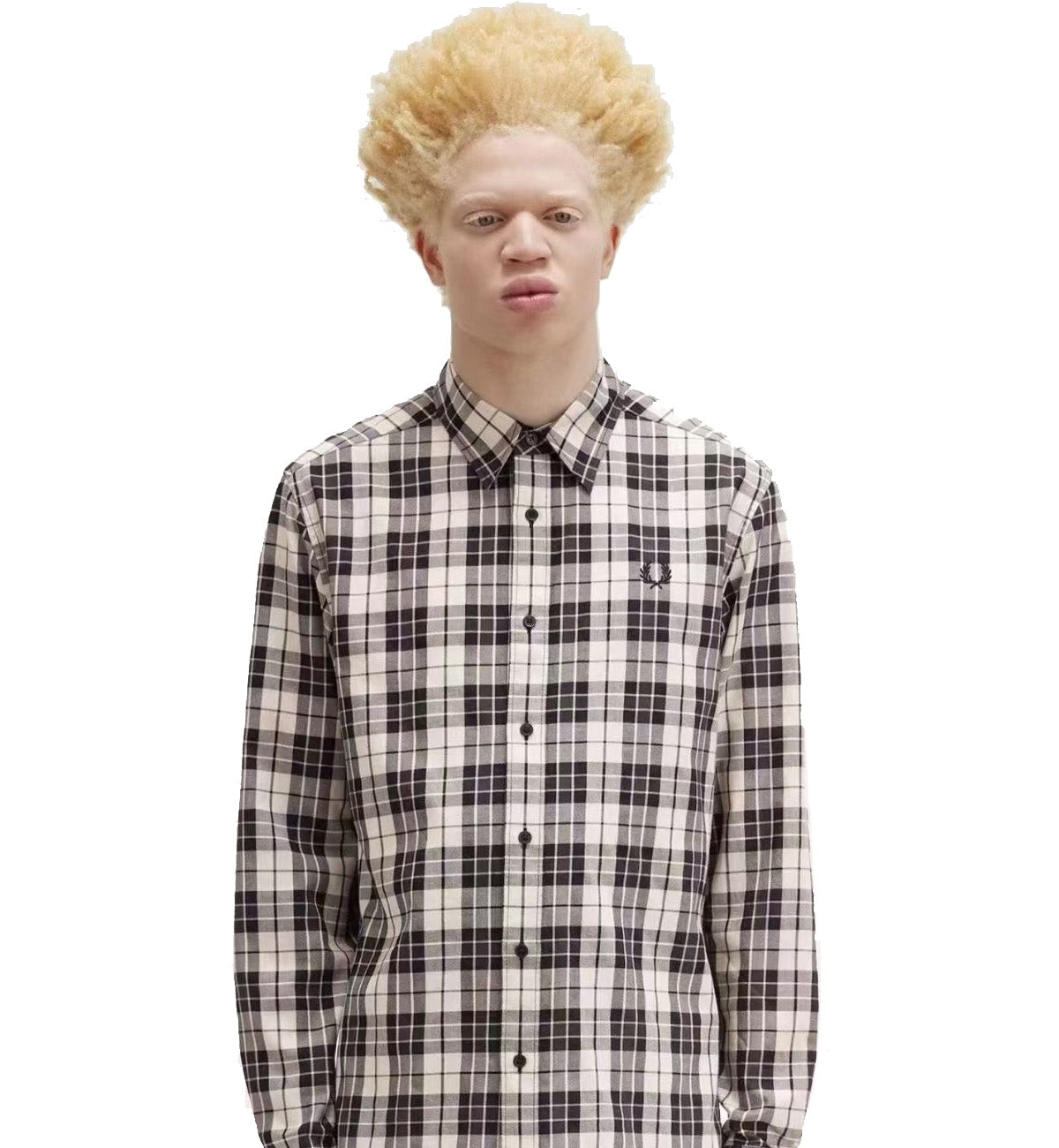 Fred Perry Long Sleeved Tartan Shirt (White)