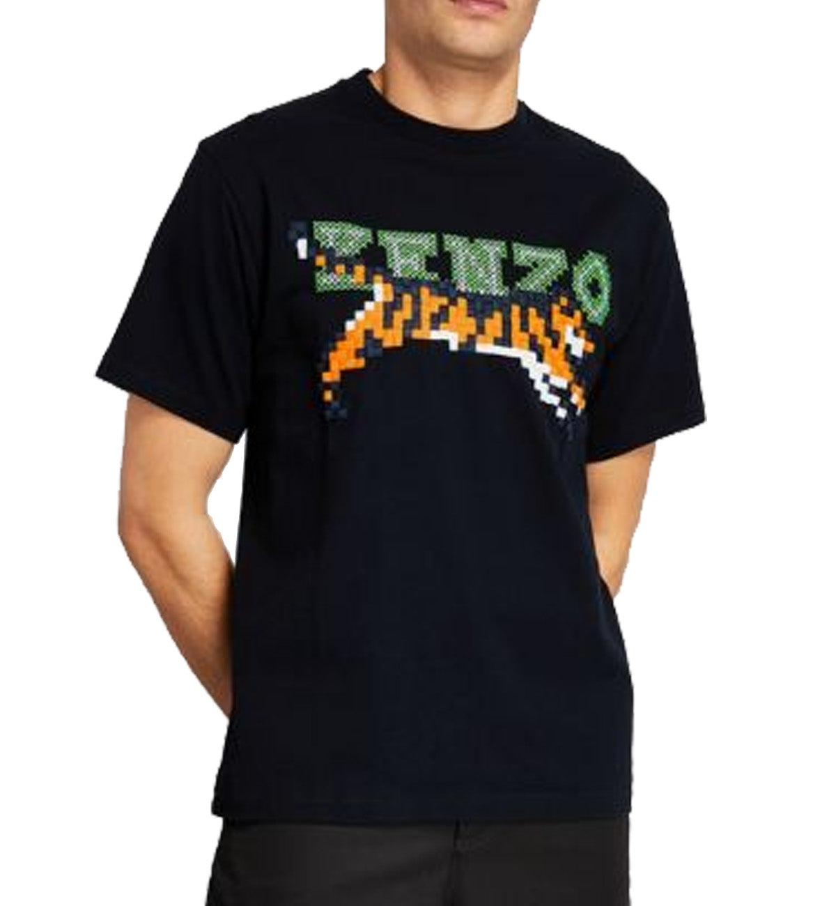 Kenzo Pixel Tiger Embroidered T-shirt (Black)