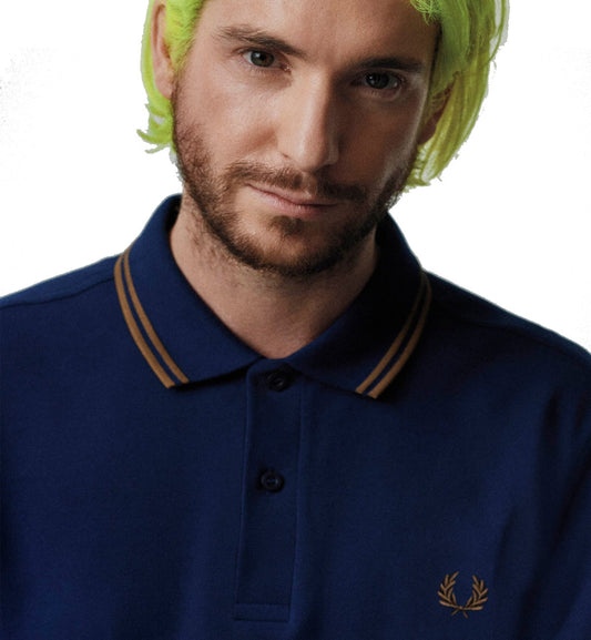 Fred Perry Bronze Double Stripe French Navy Polo Shirt