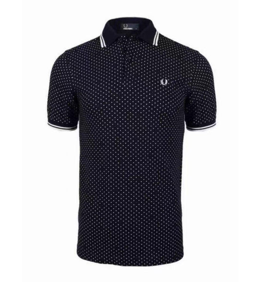 Fred Perry Printed Polka Dot Diamond Black Polo Shirt