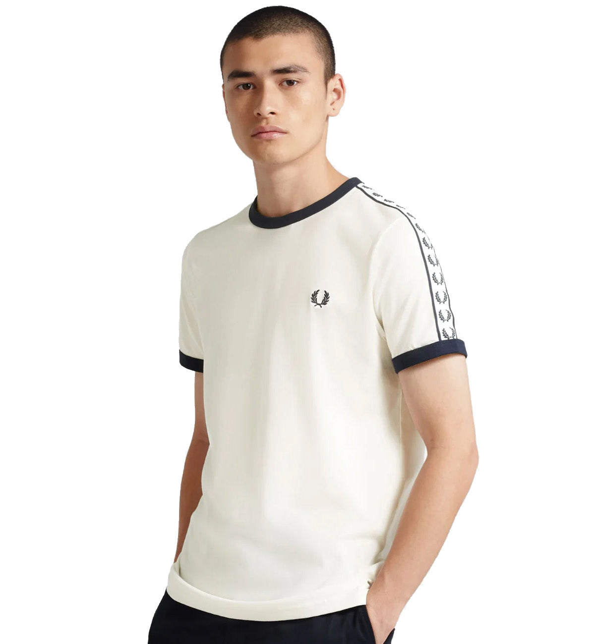 Fred Perry Taped Ringer Tee (White)