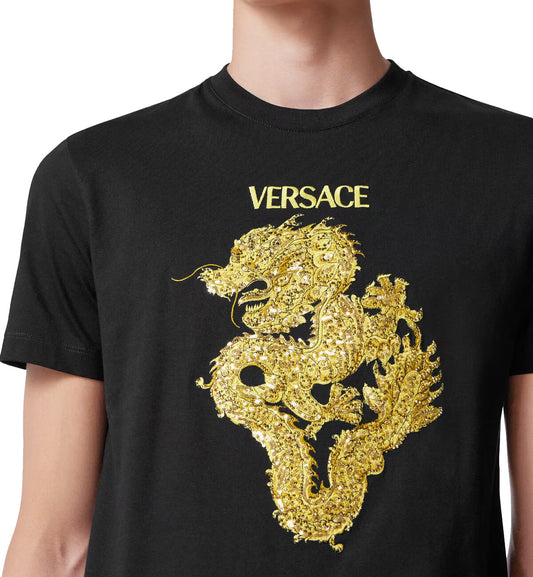 Versace Embellished Year of the Dragon T-Shirt (Black)