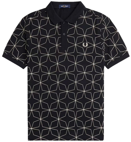 Fred Perry Geometric Polo Shirt (Black)
