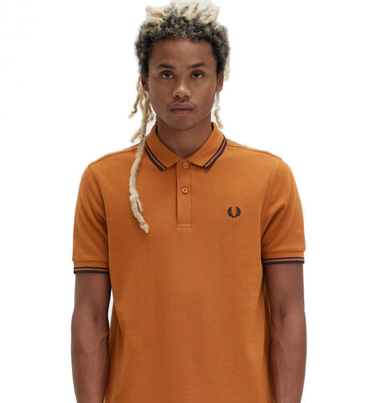 Fred Perry Navy Black Stripe Nut Flake Polo Shirt
