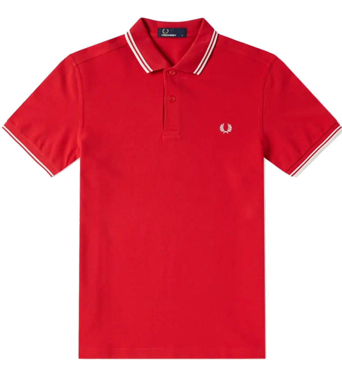 Fred Perry White Double Stripe Bright Red Polo Shirt