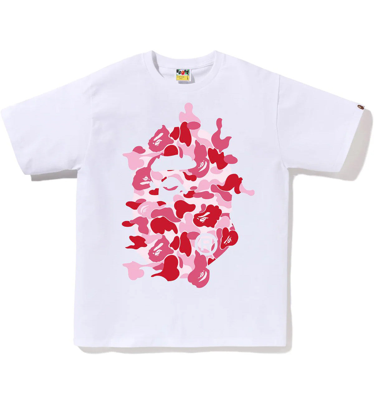 Bape ABC Camo Rebuild Big Head T Shirt Pink White