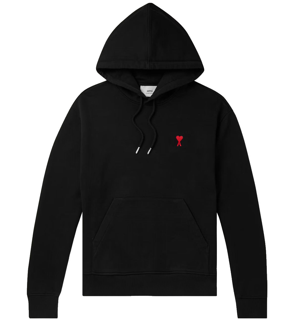 Ami Paris Embroidered Cotton Jersey Hoodie (Black)