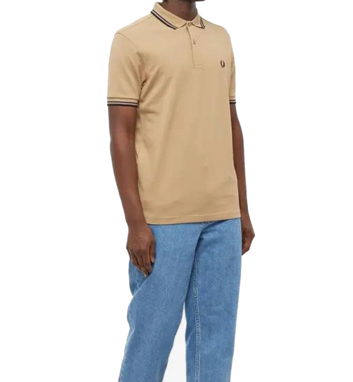 Fred Perry Black Double Stripe Sand Polo Shirt