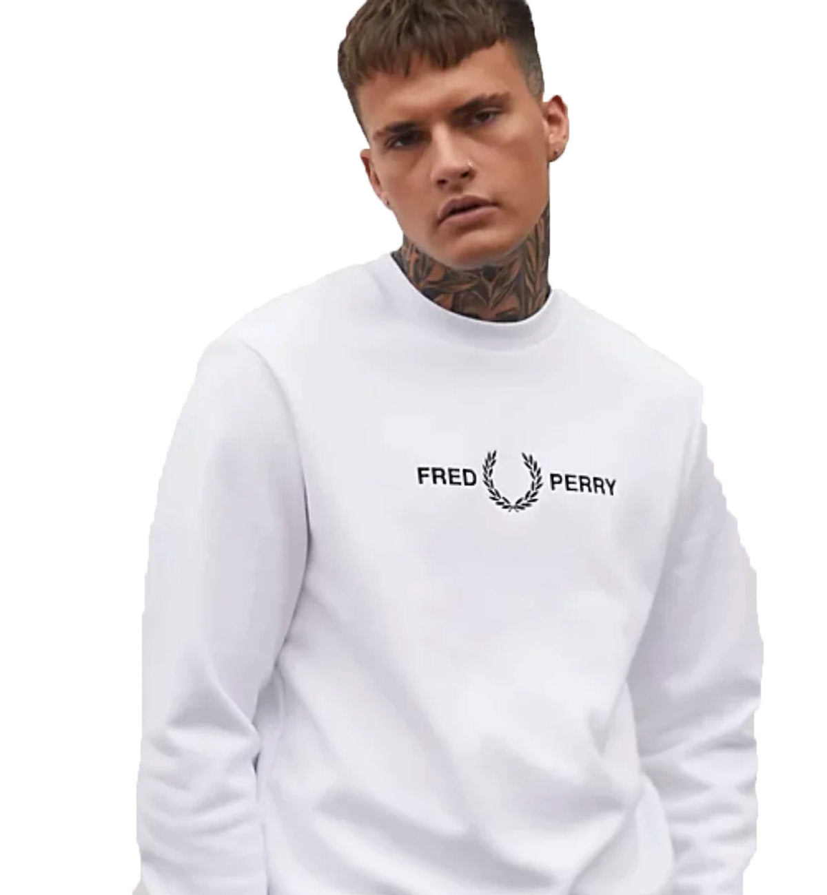 Fred perry hot sale white sweatshirt