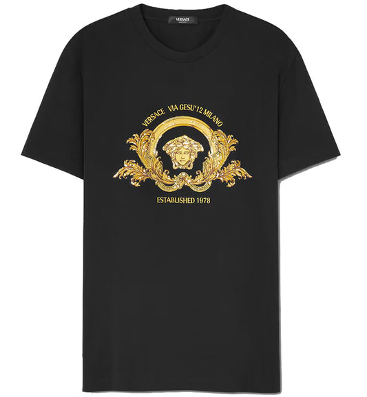 Versace Embroidered Medusa Coupe Blason T-Shirt (Black)