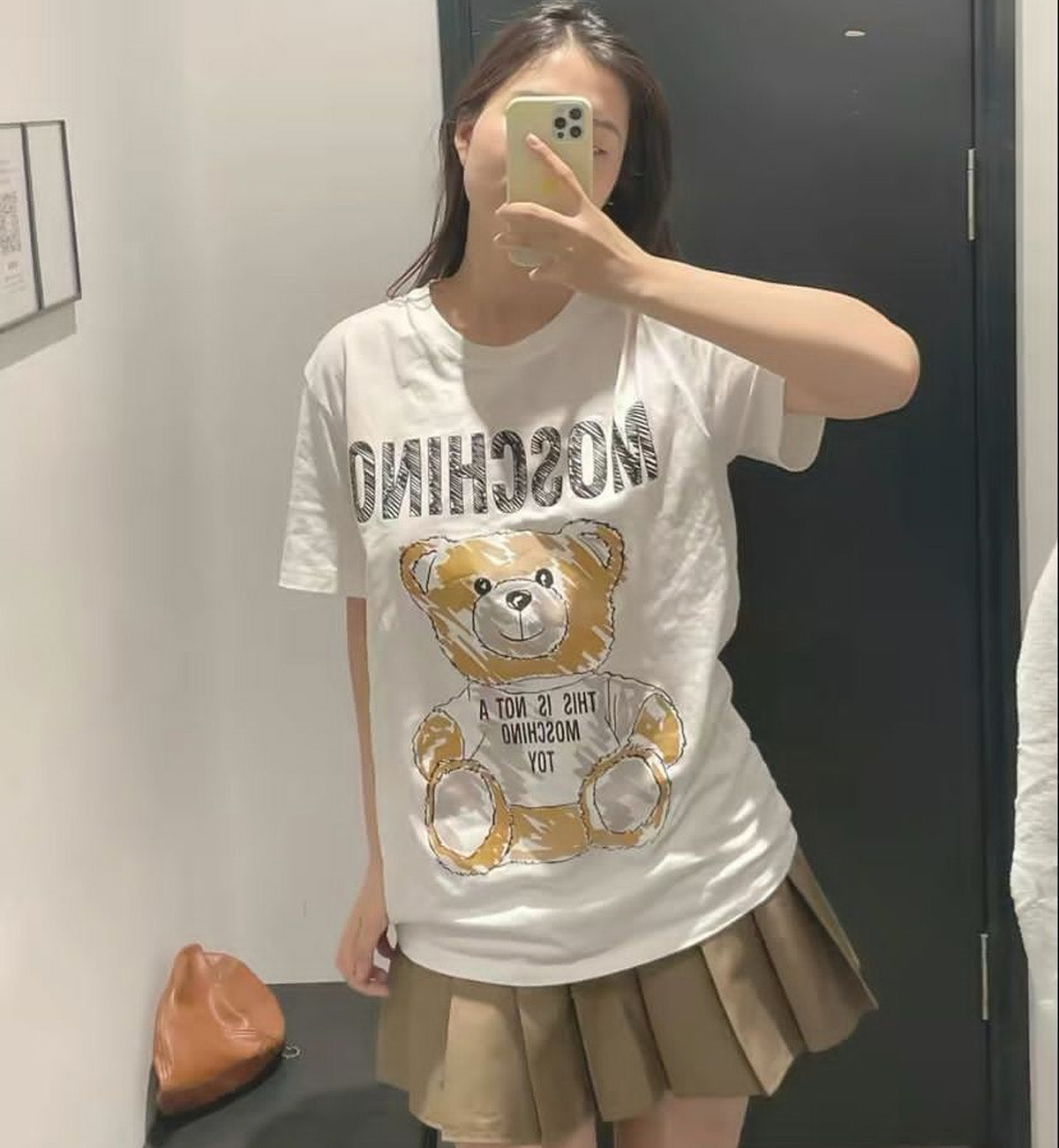 Moschino Hand Painting Graffiti Bear Tee (White)