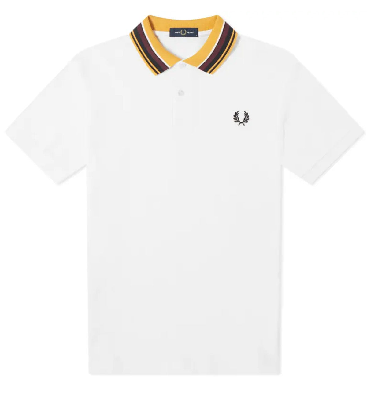 Fred Perry Yellow Black Striped White Polo Shirt