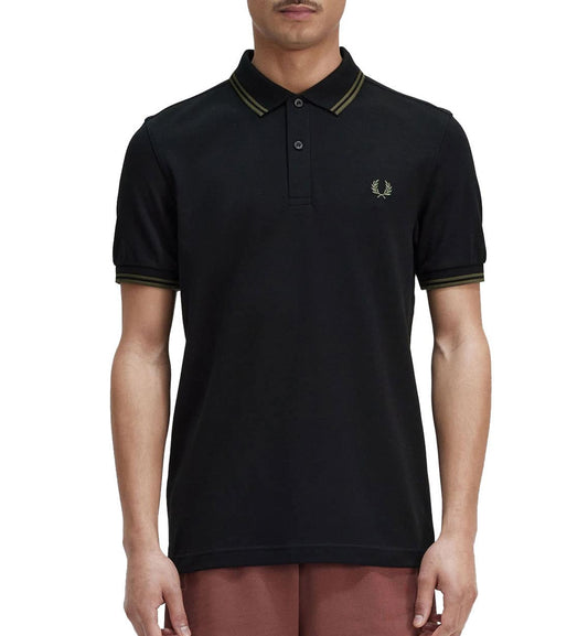 Fred Perry Field Green Double Stripe Black Polo Shirt