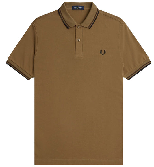 Fred Perry Black Twin Tipped Khaki Polo Shirt