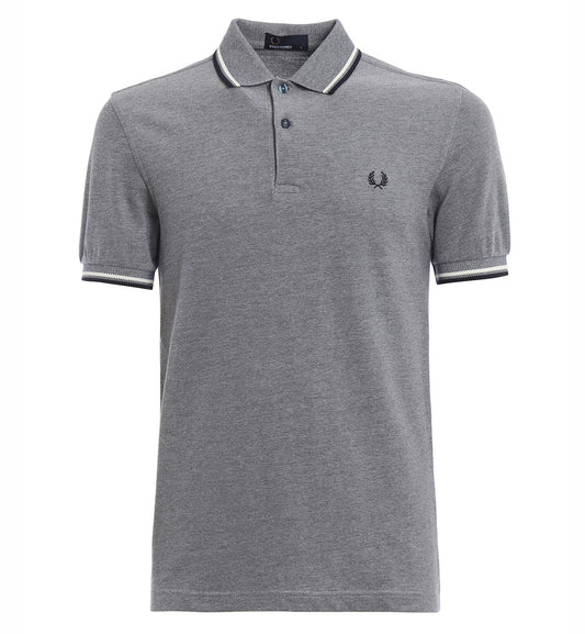 Fred Perry Black White Stripe Grey Polo Shirt