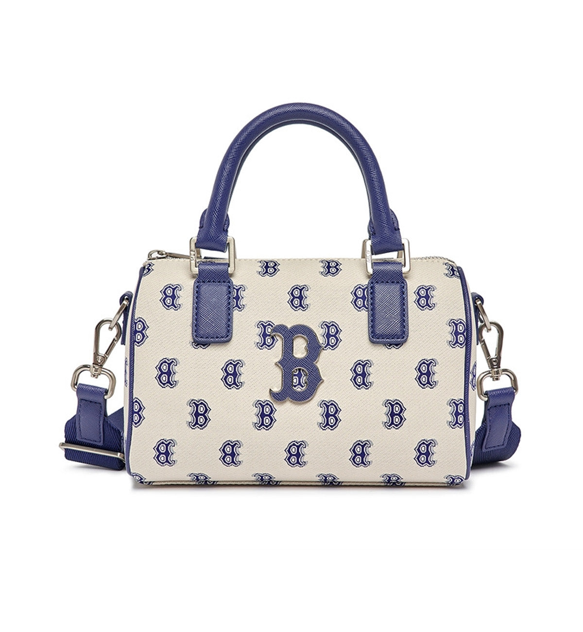Monotive Coated Canvas S-Boston Bag (White Navy)