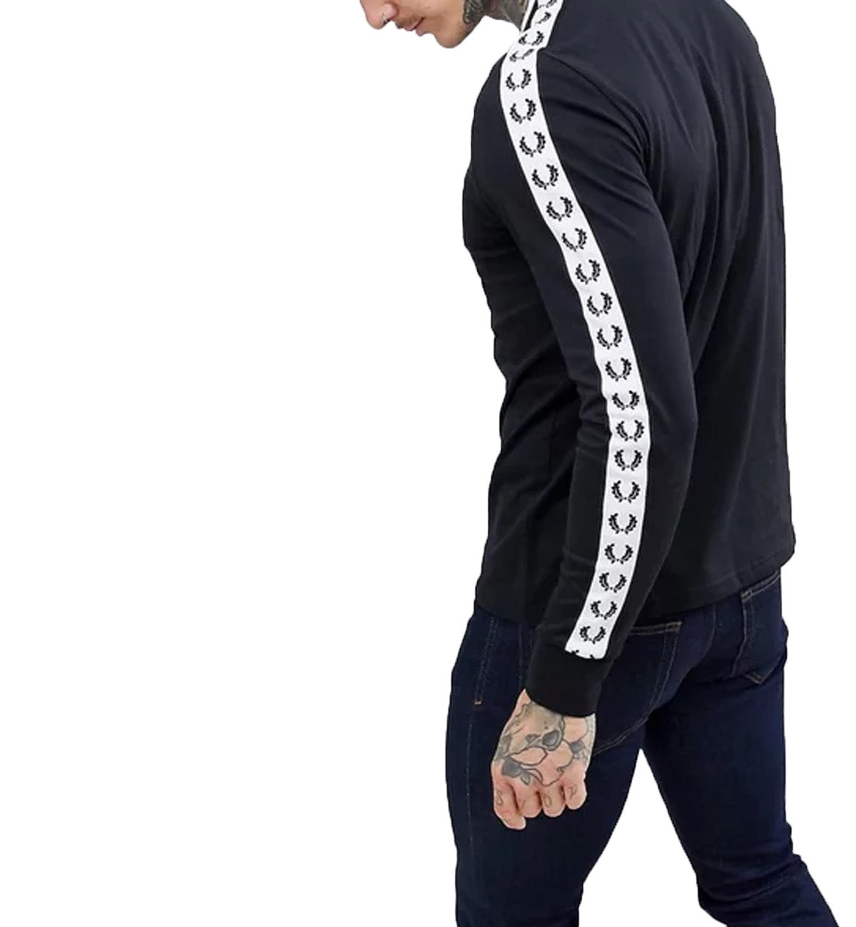 Fred Perry Long Sleeve T-Shirt with Side Taping (Navy Blue)