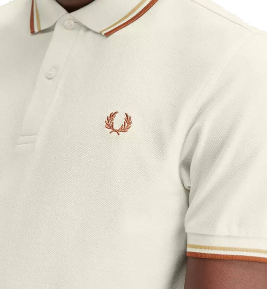 Fred Perry Bronze Yellow Stripe Polo Cream Shirt