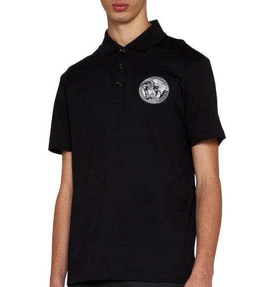 Versace Medusa Embroidered Polo Shirt (Black)