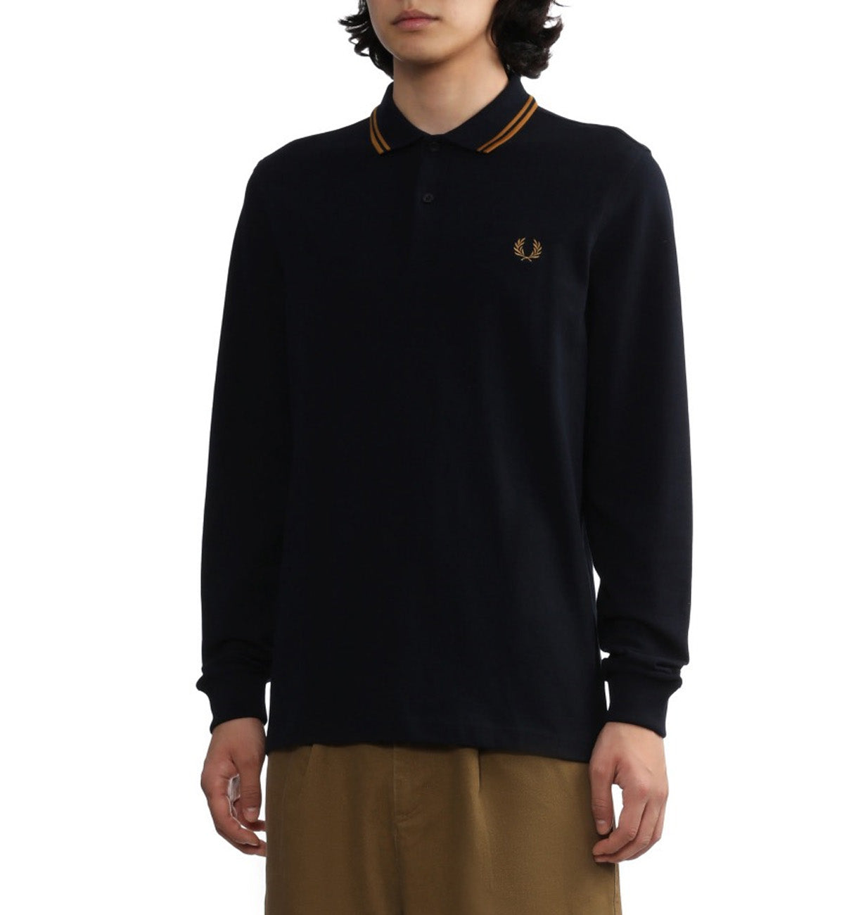 Fred Perry Bronze Twin Tipped Polo Sweatshirt Navy