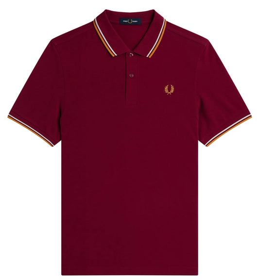 Fred Perry Orange White Stripe Maroon Shirt