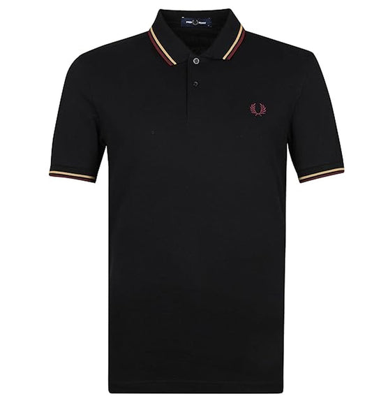 Fred Perry Maroon Cream Stripe Black Polo Shirt