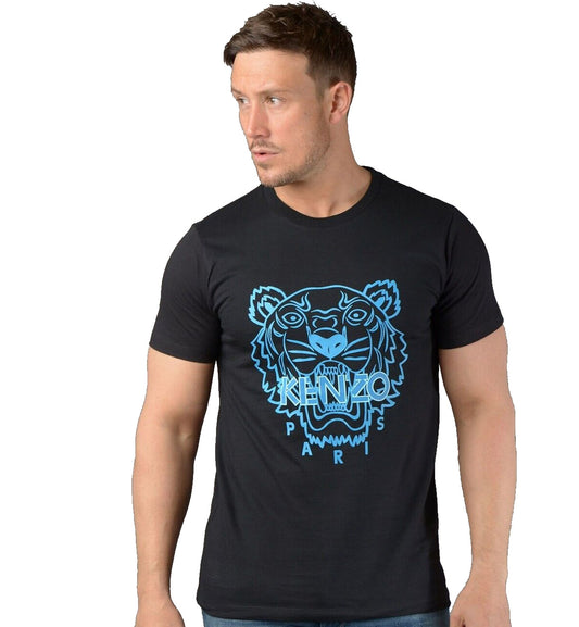 Kenzo Blue Line Tiger Printed T-Shirt (Black)