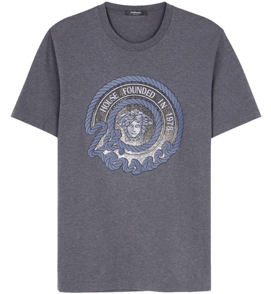 Versace Crystal Nautical Medusa T-Shirt (Grey)