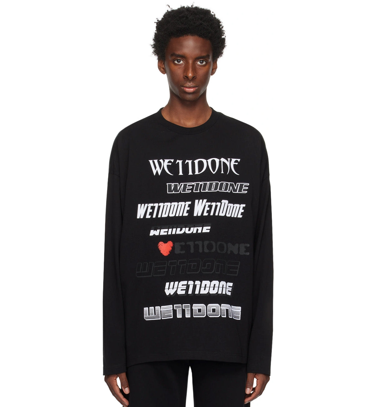 WE11DONE Printed Long Sleeve T-Shirt (Black)