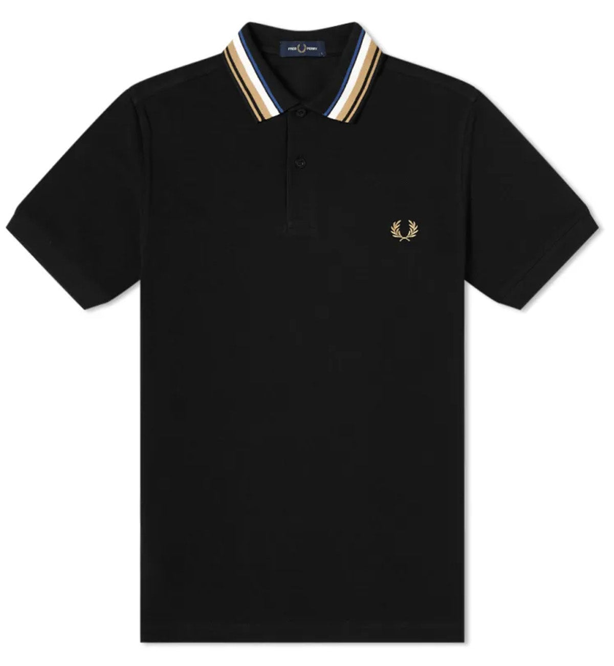 Fred Perry White Blue Brown Striper Black Polo