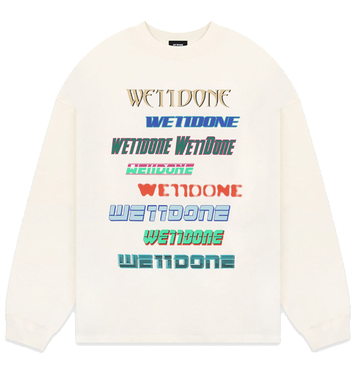 WE11DONE Multi Logo Long Sleeve T-shirt (Cream)