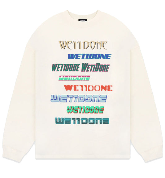 WE11DONE Multi Logo Long Sleeve T-shirt (Cream)