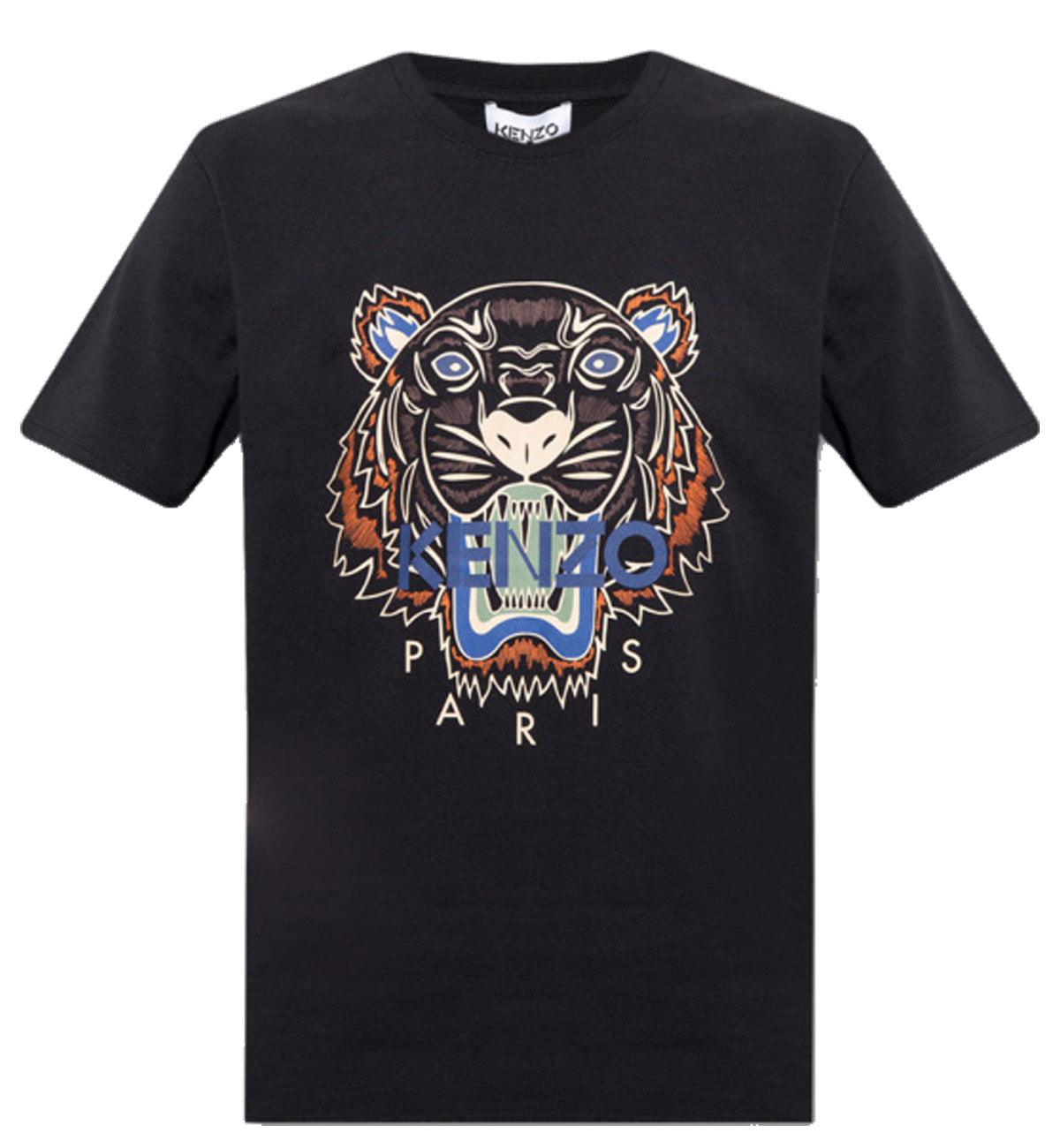Kenzo Tiger Brown Blue Printed Tiger T-Shirt (Black)