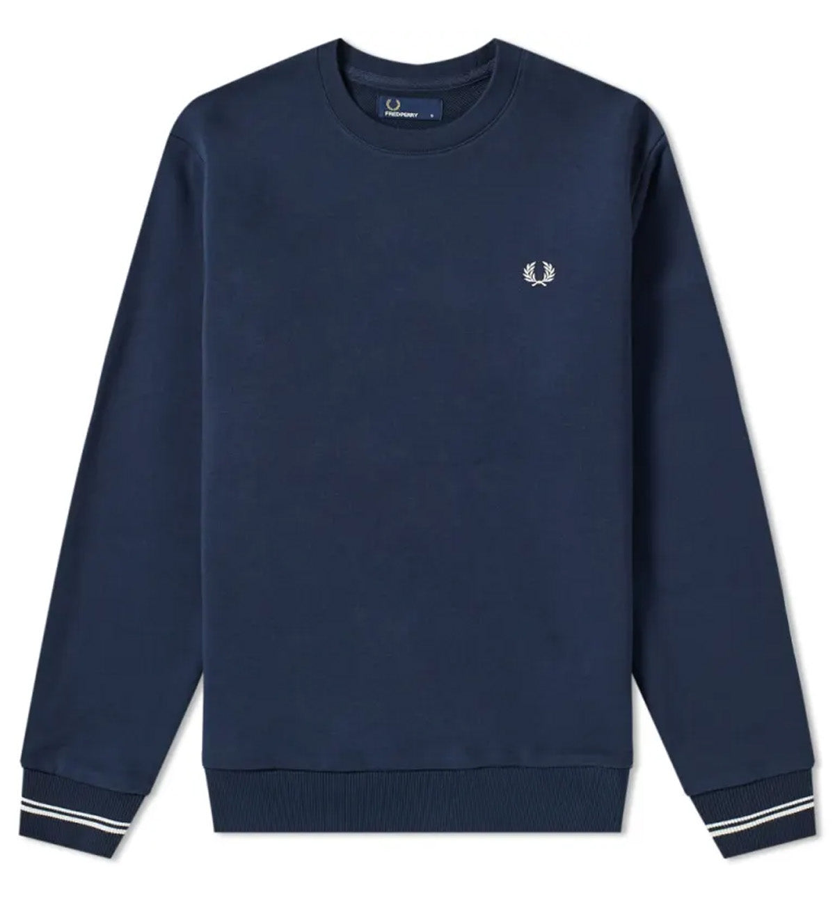 Fred Perry Small Logo Stripe Sleeve Sweatshirt (Navy)