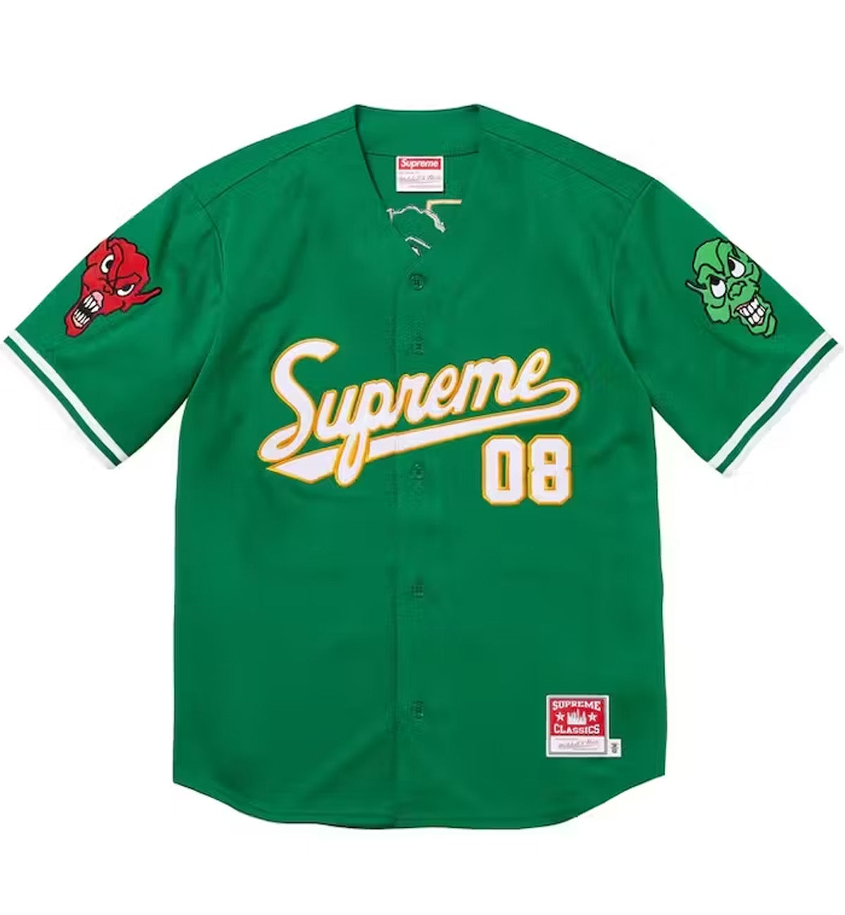Supreme x Mitchell & Ness Collaboration FW23 DOWNTOWN HELL BASEBALL JERSEY (Green)