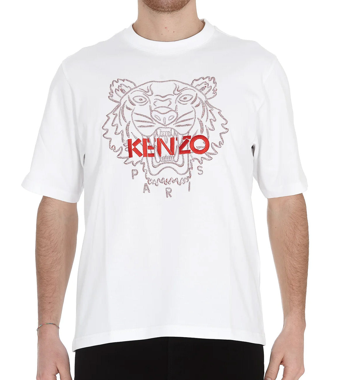 Kenzo Pink CNY Embroidered Tiger T-Shirt (White)