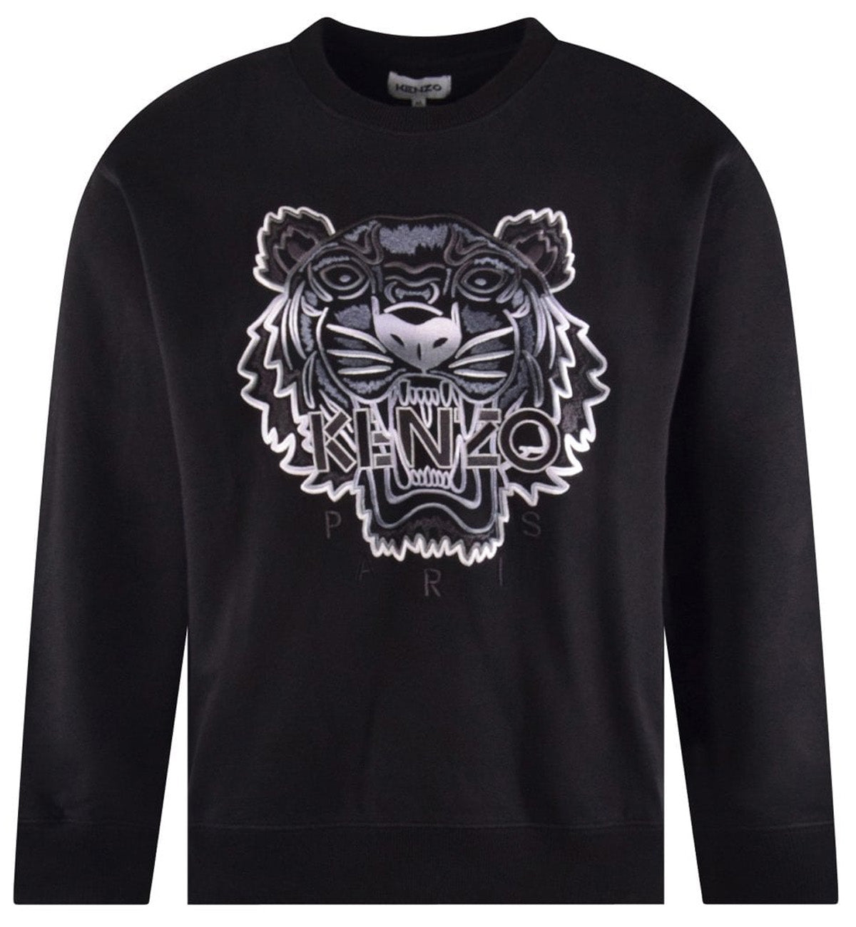 Kenzo Black White Embroidered Tiger Logo Sweatshirt