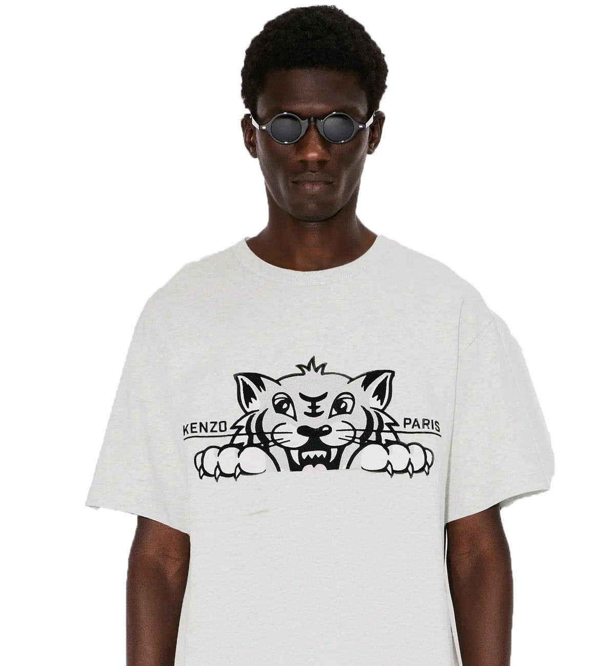 Kenzo Embroidered Happy Tiger T-Shirt (Grey)