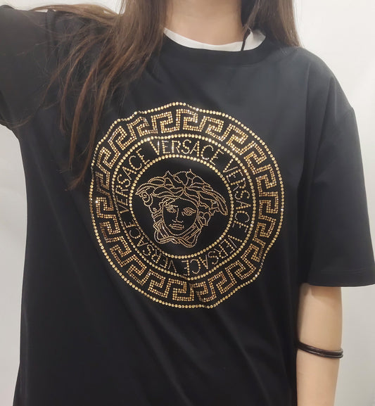 Versace Small Golden Medusa Tee (Black)