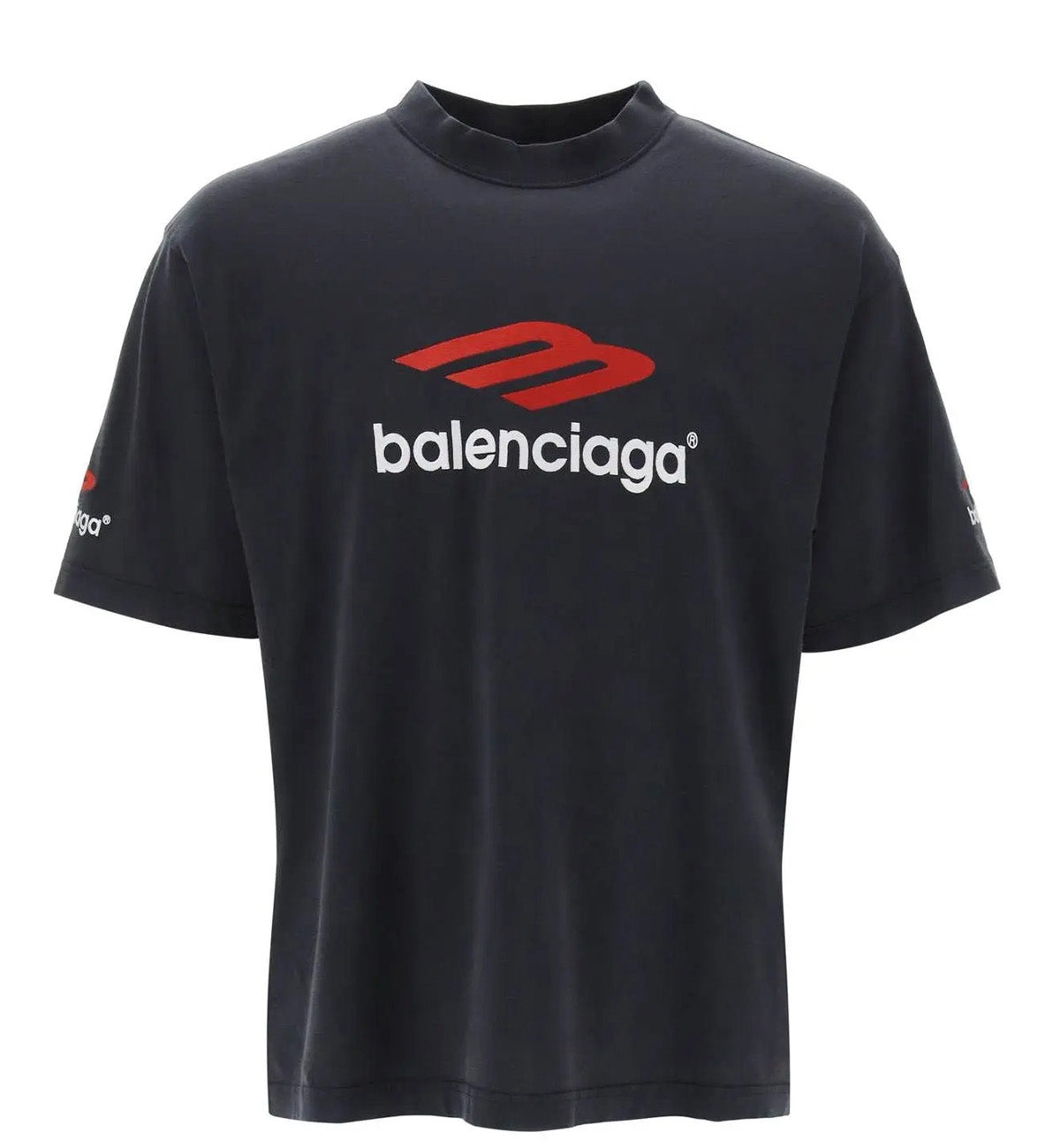 Balenciaga 3B Sports Icon T-shirt Medium Fit In Black Faded