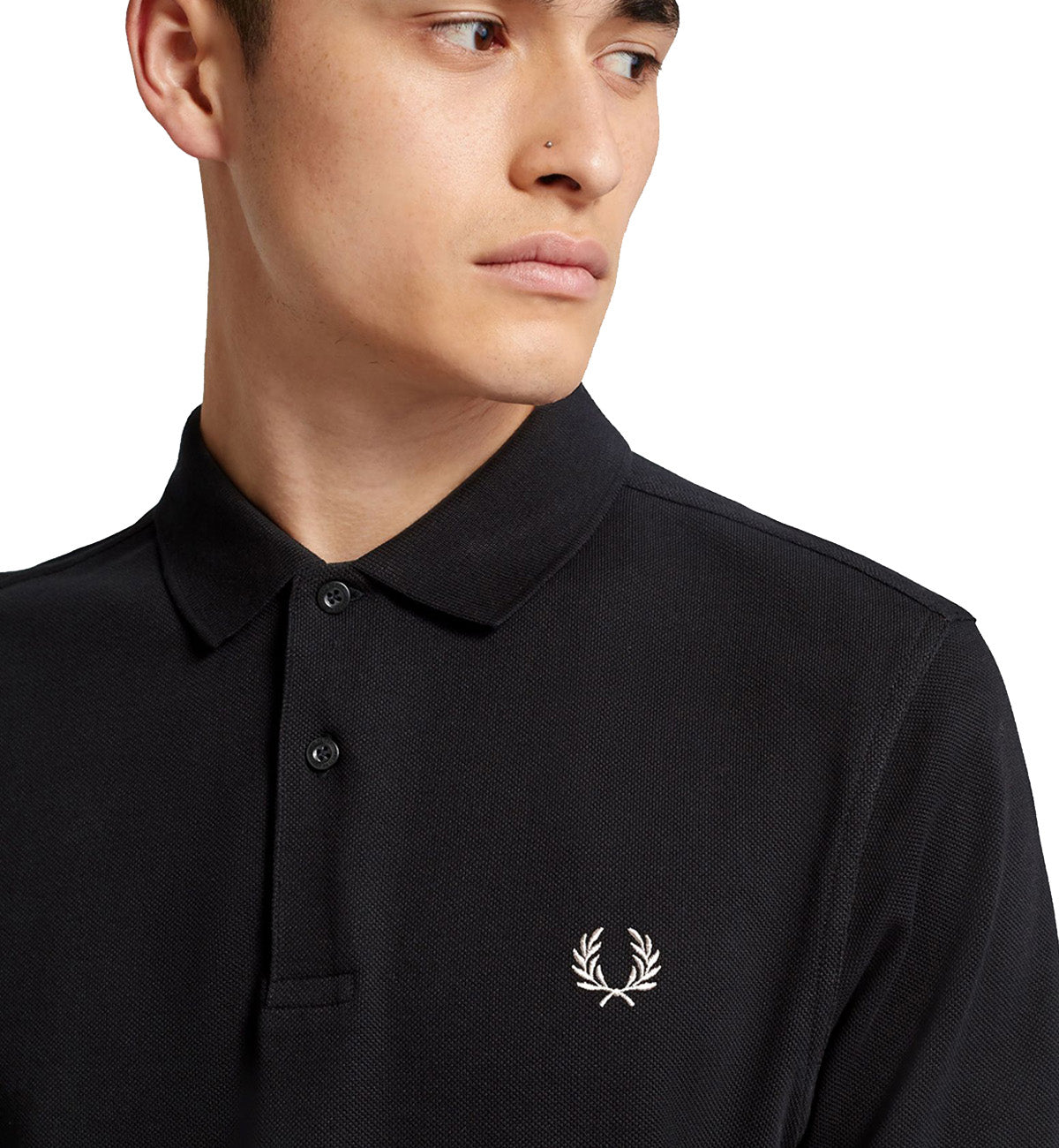 Fred Perry Textured Knit Polo T-shirt - Black