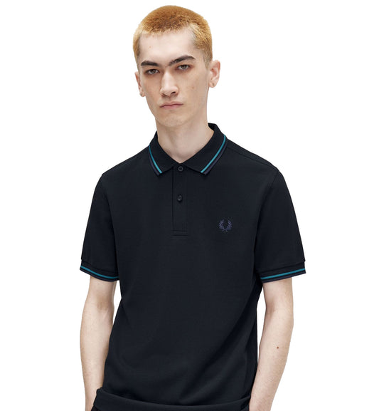 Fred Perry Navy Blue Stripe Polo Navy Shirt